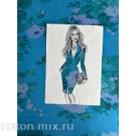 Футер двухниточный с лайкрой Синие Розы